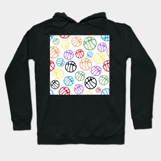 Colorful Basketball Ball Pattern on White Hoodie